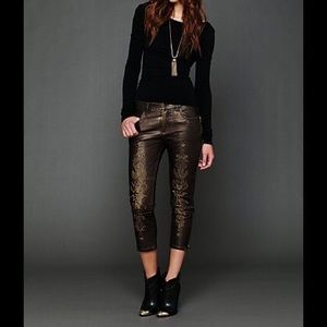 Free People Embroidered Faux Leather